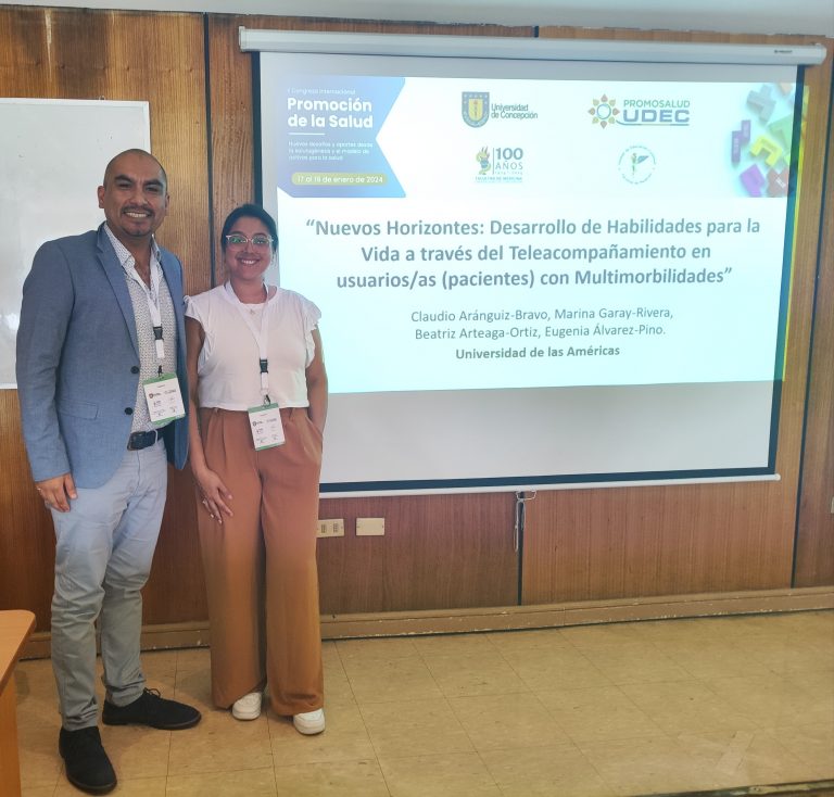 Académicos de la Escuela de Enfermería y Técnico Nivel Superior en Enfermería UDLA exponen investigación sobre teleacompañamiento en congreso internacional de promoción de la salud