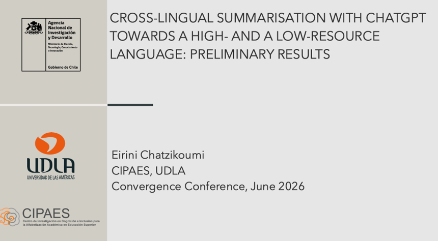 Académica investigadora de UDLA expone en Congreso Internacional Convergence realizado en Reino Unido Eirini Chatzikoumi Doctora CIPAES